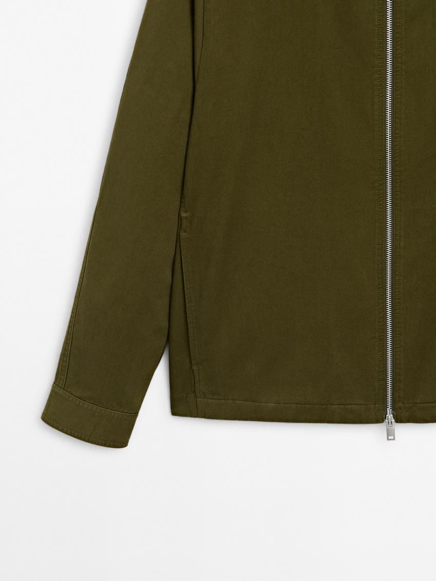 Massimo Dutti Cotton Twill Men Jacket Khaki | US-WN3987651