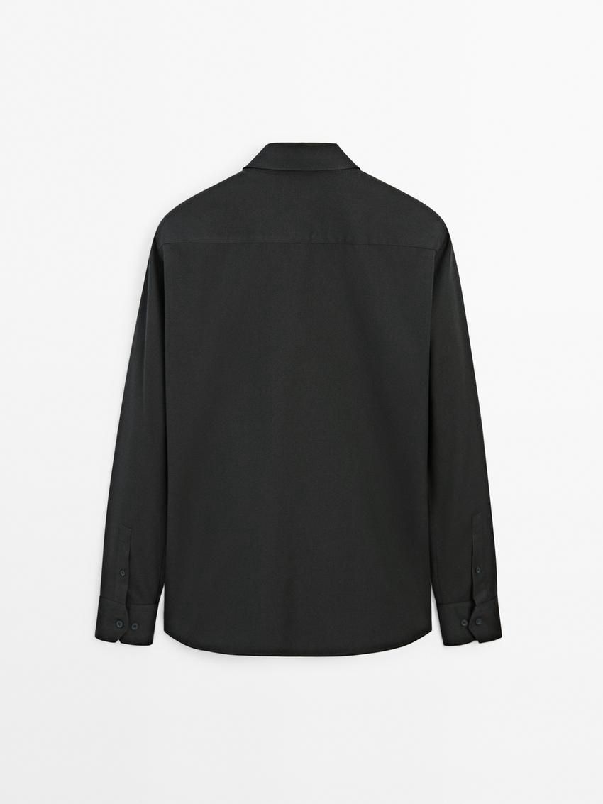 Massimo Dutti Cotton Twill Men Shirts Black | US-FW2597063