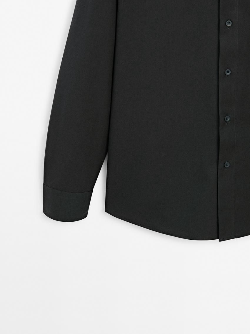 Massimo Dutti Cotton Twill Men Shirts Black | US-FW2597063