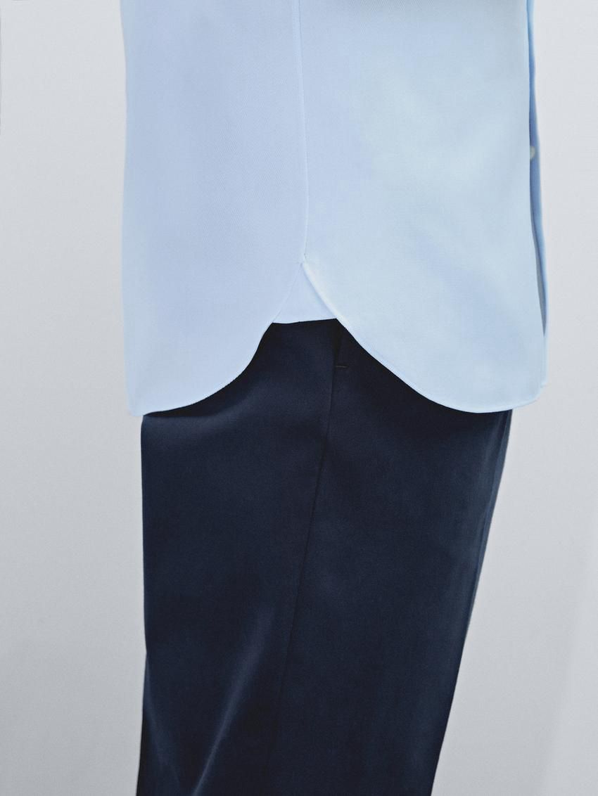 Massimo Dutti Cotton Twill Men Shirts Blue | US-TA1473658