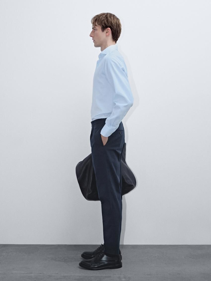 Massimo Dutti Cotton Twill Men Shirts Blue | US-TA1473658