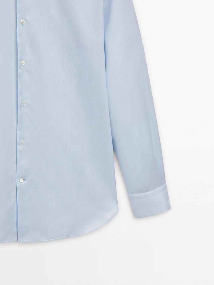 Massimo Dutti Cotton Twill Men Shirts Blue | US-TA1473658