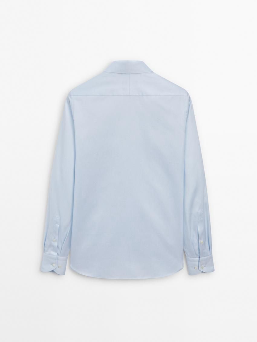 Massimo Dutti Cotton Twill Men Shirts Blue | US-TA1473658