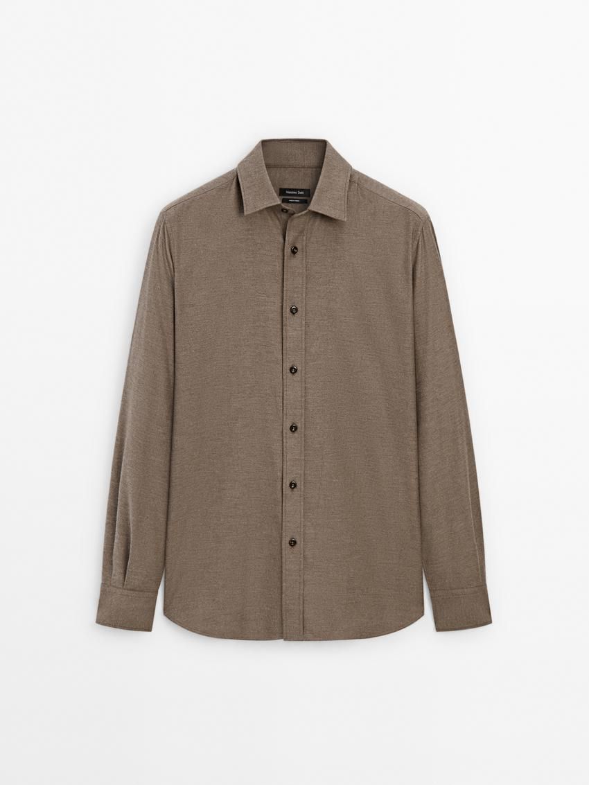 Massimo Dutti Cotton Twill Men Shirts Brown Beige | US-CQ1467925