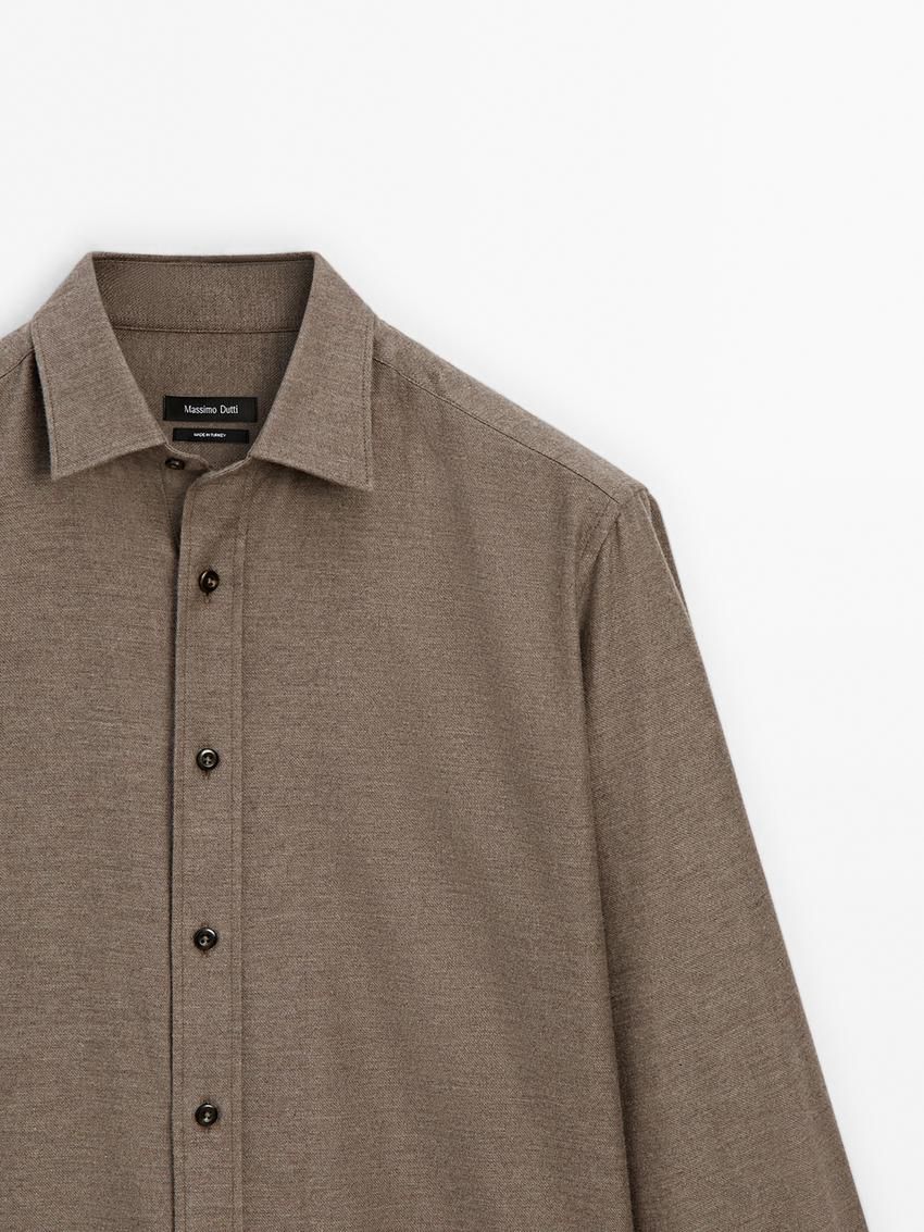 Massimo Dutti Cotton Twill Men Shirts Brown Beige | US-CQ1467925