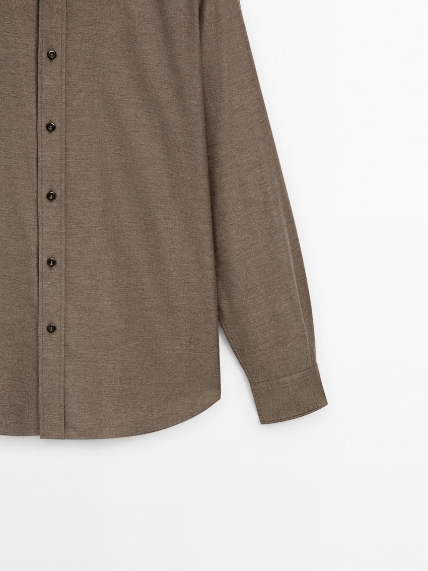 Massimo Dutti Cotton Twill Men Shirts Brown Beige | US-CQ1467925