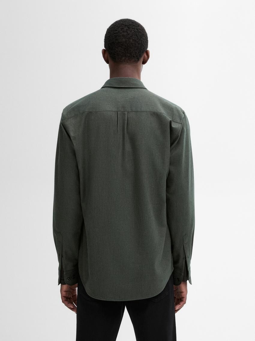 Massimo Dutti Cotton Twill Men Shirts Dark Green | US-XC7964208