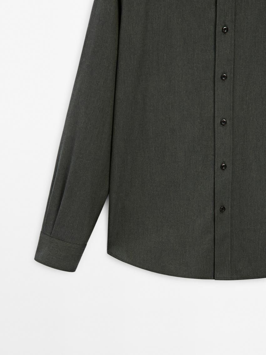 Massimo Dutti Cotton Twill Men Shirts Dark Green | US-XC7964208