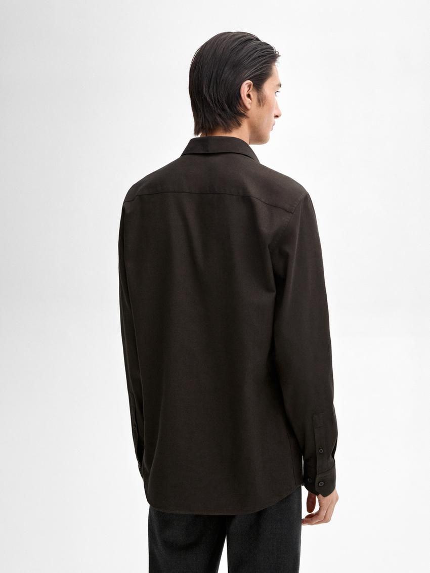 Massimo Dutti Cotton Twill Men Shirts Dark Brown | US-BT0489175