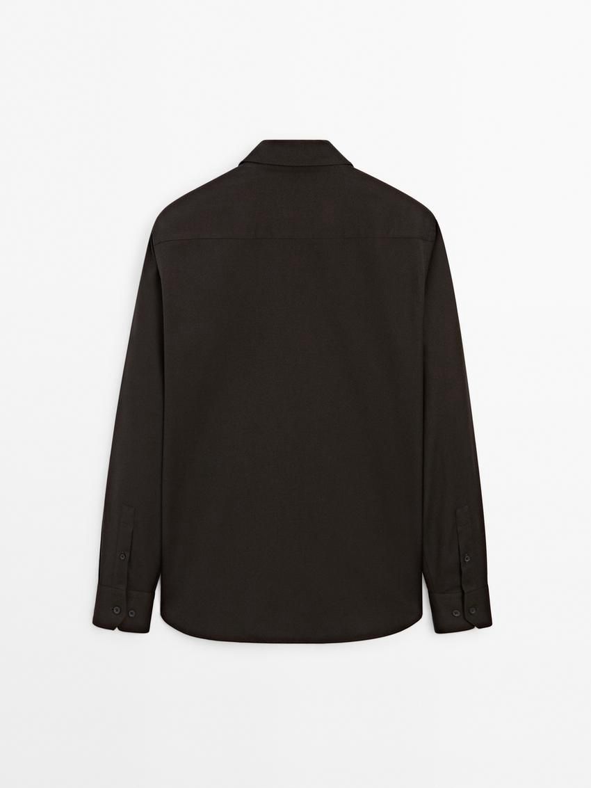 Massimo Dutti Cotton Twill Men Shirts Dark Brown | US-BT0489175