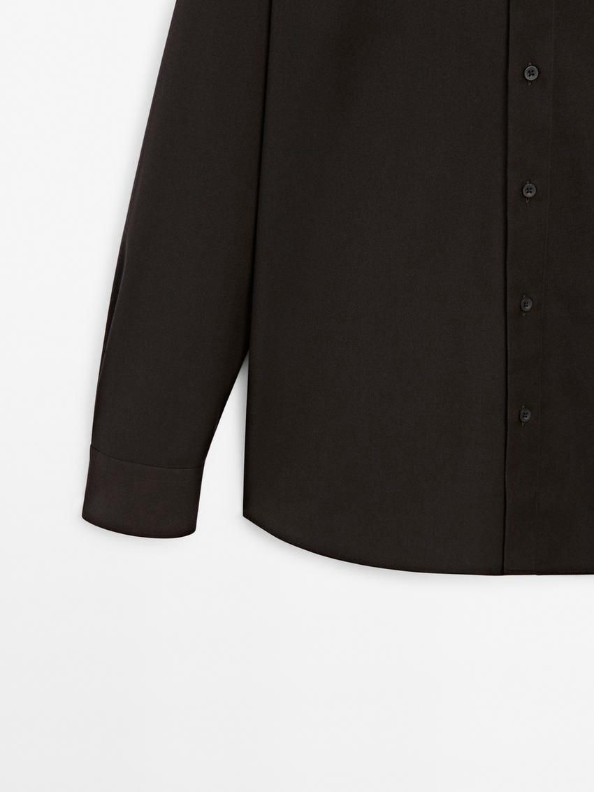 Massimo Dutti Cotton Twill Men Shirts Dark Brown | US-BT0489175