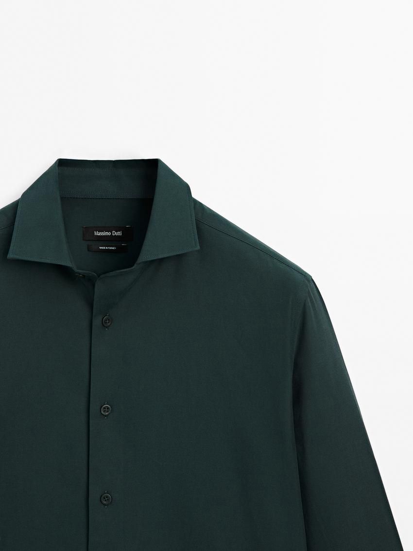 Massimo Dutti Cotton Twill Men Shirts Green | US-TN9380251