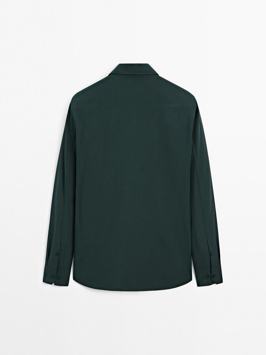 Massimo Dutti Cotton Twill Men Shirts Green | US-TN9380251