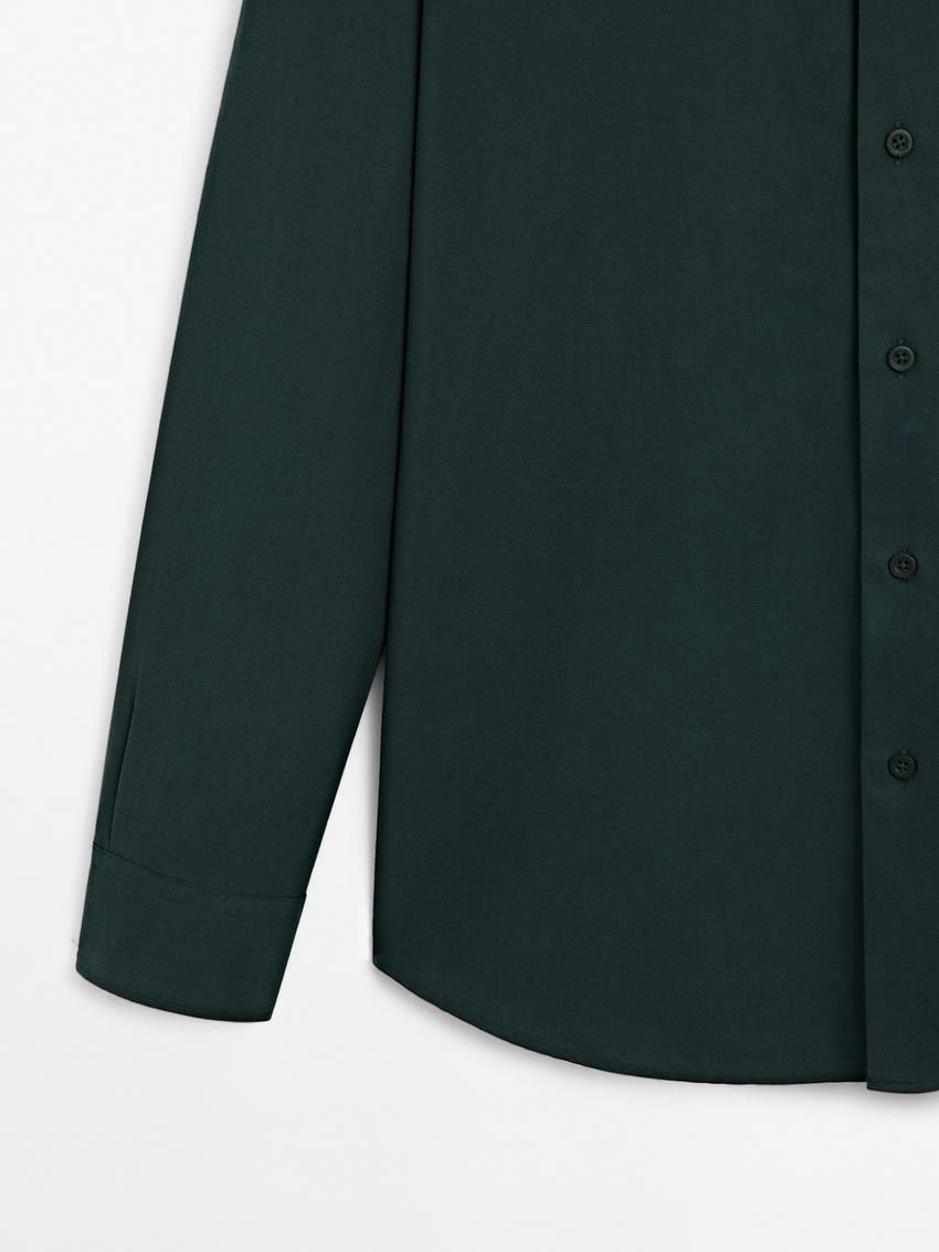 Massimo Dutti Cotton Twill Men Shirts Green | US-TN9380251