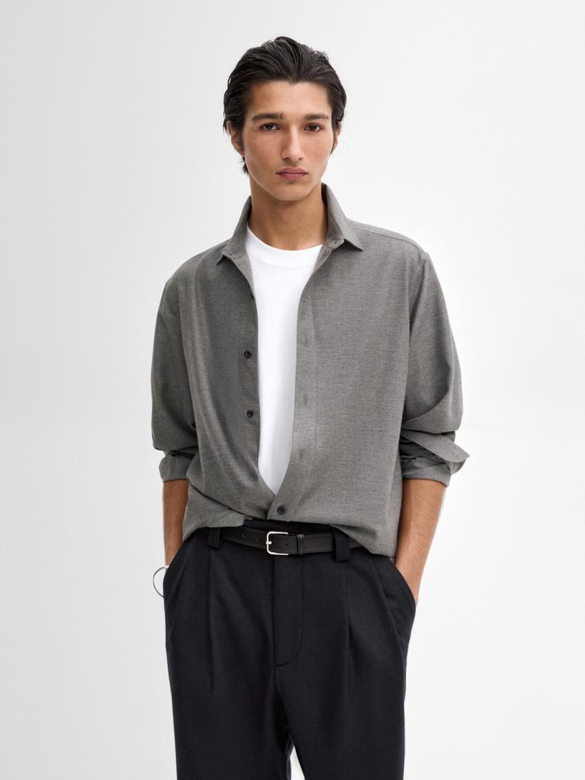 Massimo Dutti Cotton Twill Men Shirts Grey | US-DU5849206