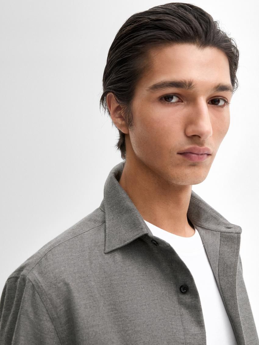 Massimo Dutti Cotton Twill Men Shirts Grey | US-DU5849206