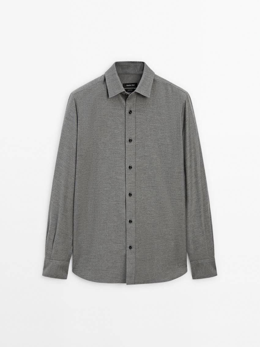 Massimo Dutti Cotton Twill Men Shirts Grey | US-DU5849206