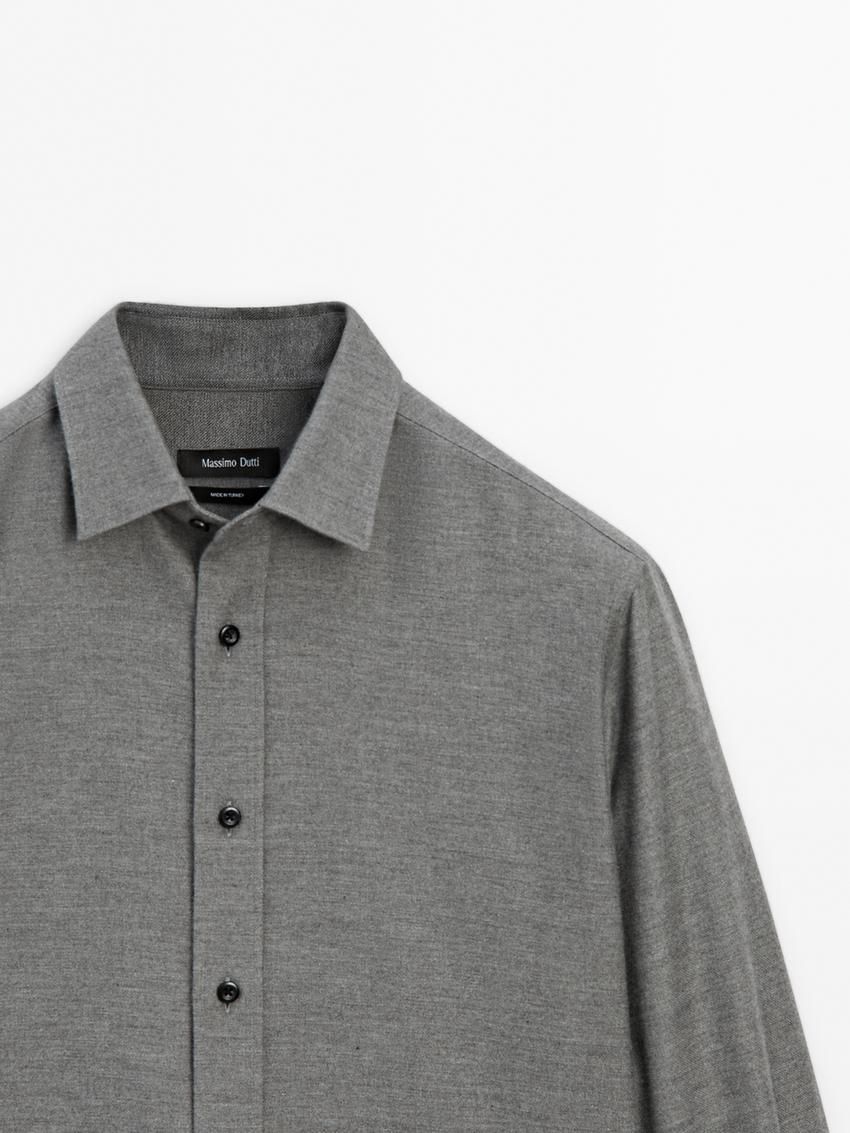 Massimo Dutti Cotton Twill Men Shirts Grey | US-DU5849206