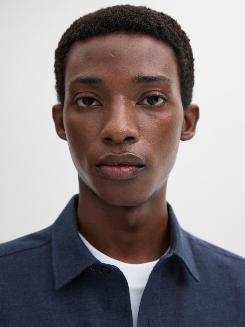 Massimo Dutti Cotton Twill Men Shirts Navy | US-TK9175460