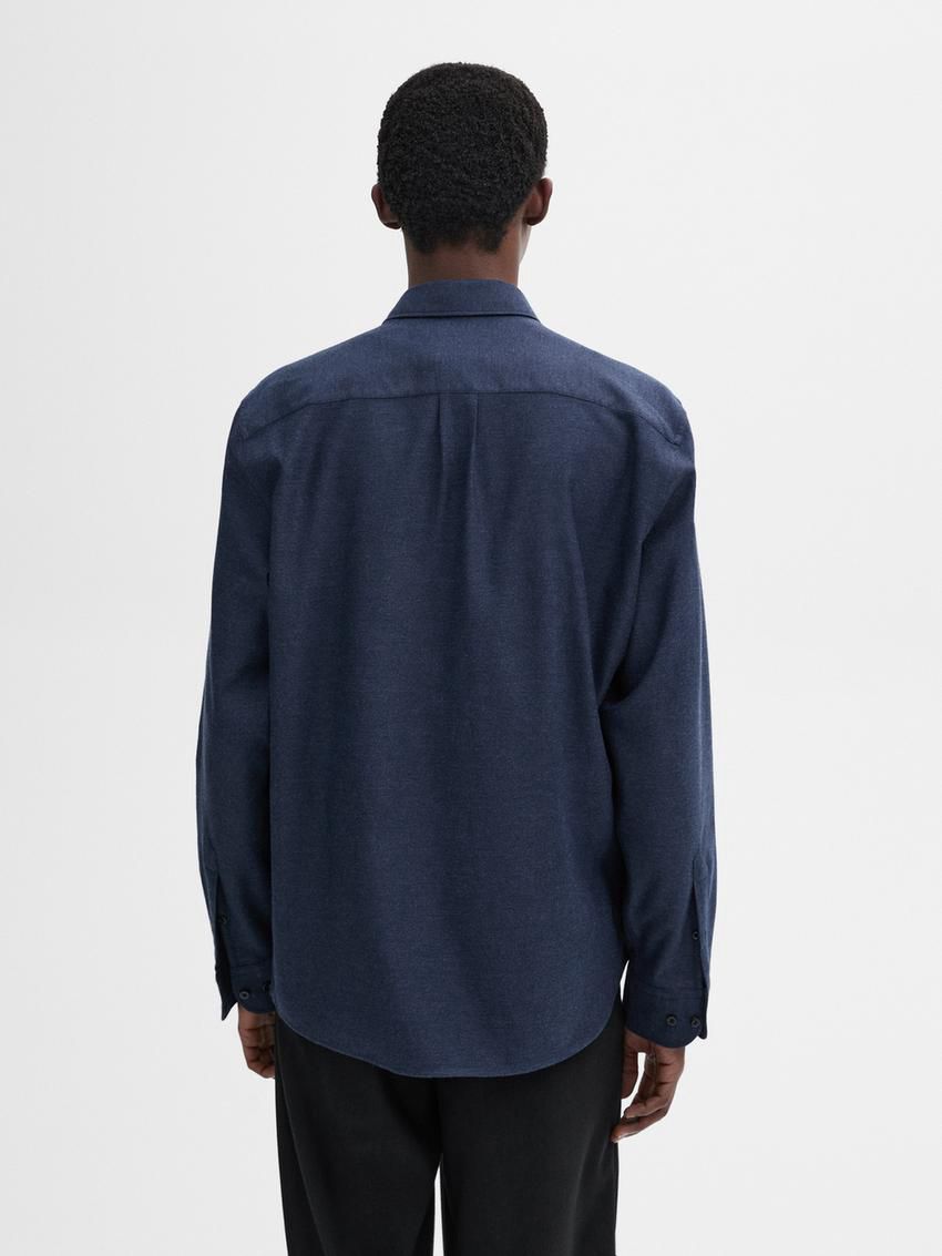 Massimo Dutti Cotton Twill Men Shirts Navy | US-TK9175460