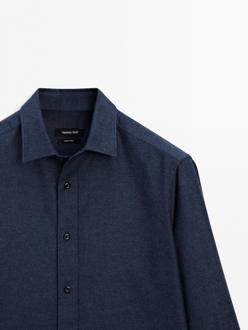 Massimo Dutti Cotton Twill Men Shirts Navy | US-TK9175460