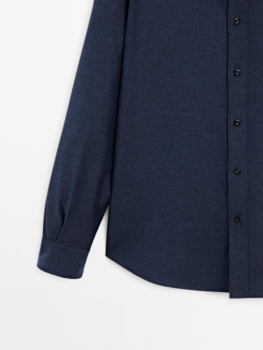 Massimo Dutti Cotton Twill Men Shirts Navy | US-TK9175460