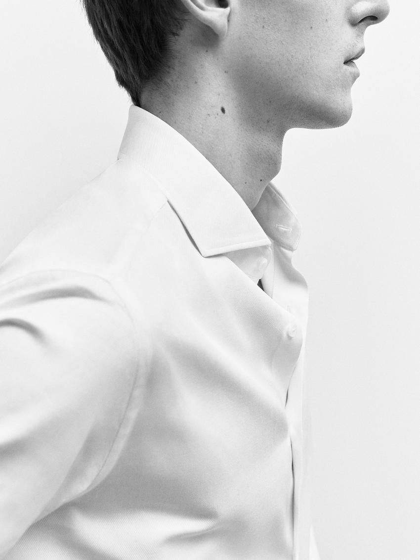 Massimo Dutti Cotton Twill Men Shirts White | US-US8029341