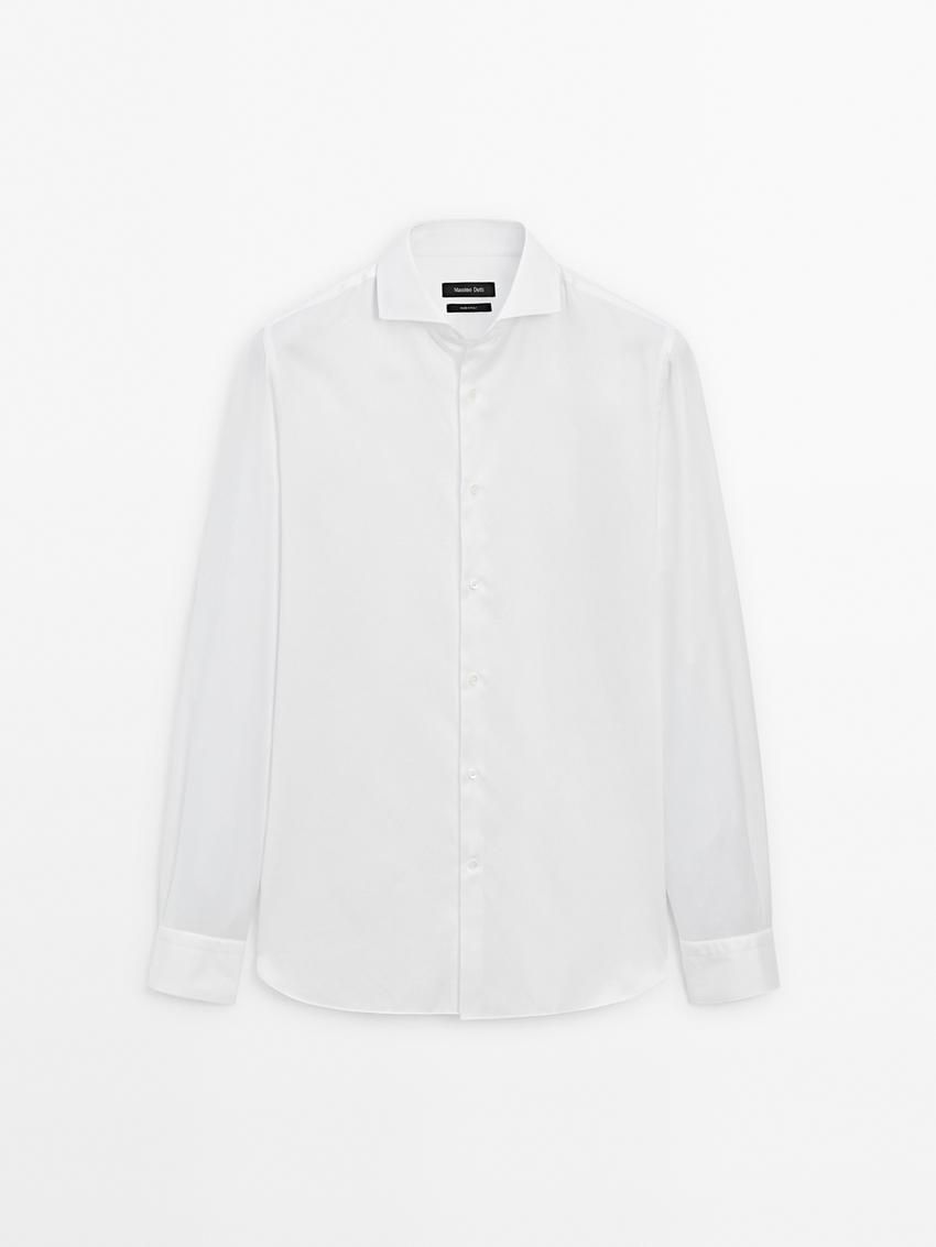 Massimo Dutti Cotton Twill Men Shirts White | US-US8029341