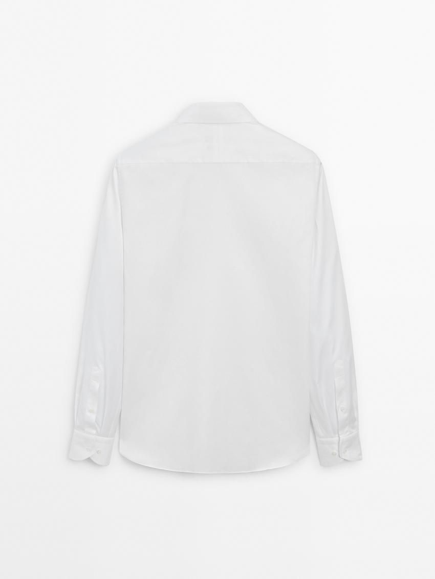 Massimo Dutti Cotton Twill Men Shirts White | US-US8029341