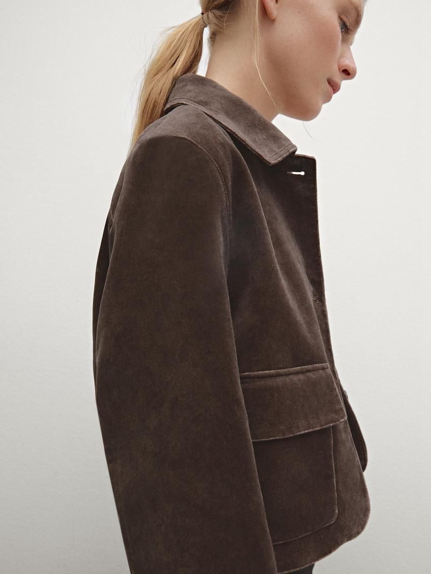 Massimo Dutti Cotton Velvet Women Jacket Dark Brown | US-HQ0436128