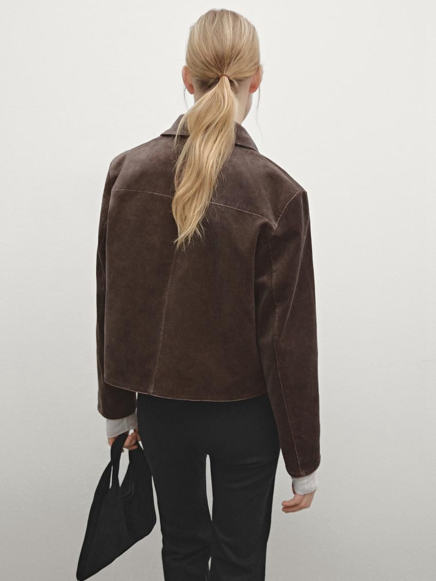 Massimo Dutti Cotton Velvet Women Jacket Dark Brown | US-HQ0436128