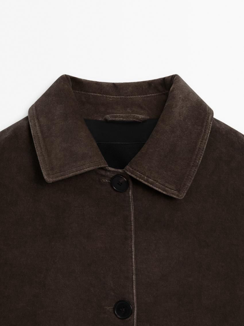 Massimo Dutti Cotton Velvet Women Jacket Dark Brown | US-HQ0436128