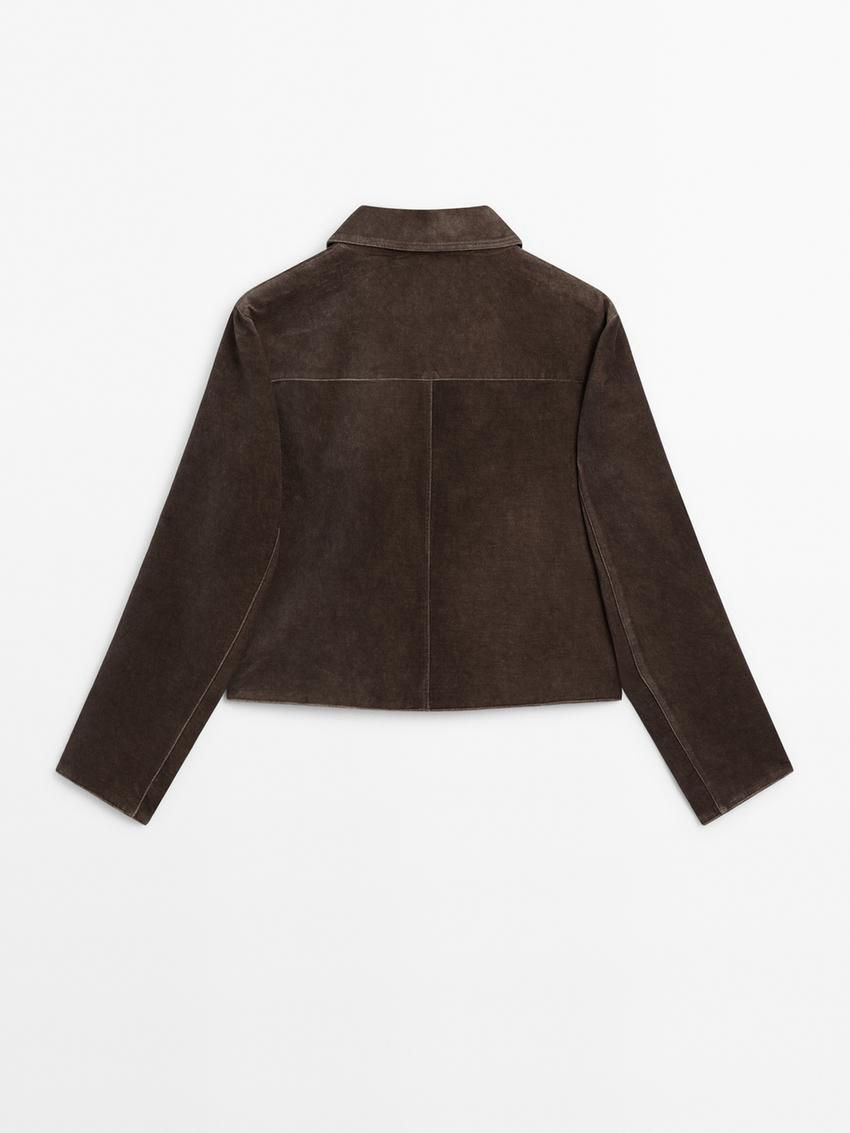 Massimo Dutti Cotton Velvet Women Jacket Dark Brown | US-HQ0436128