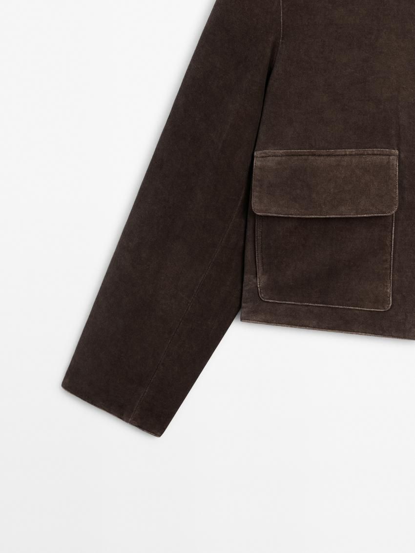 Massimo Dutti Cotton Velvet Women Jacket Dark Brown | US-HQ0436128