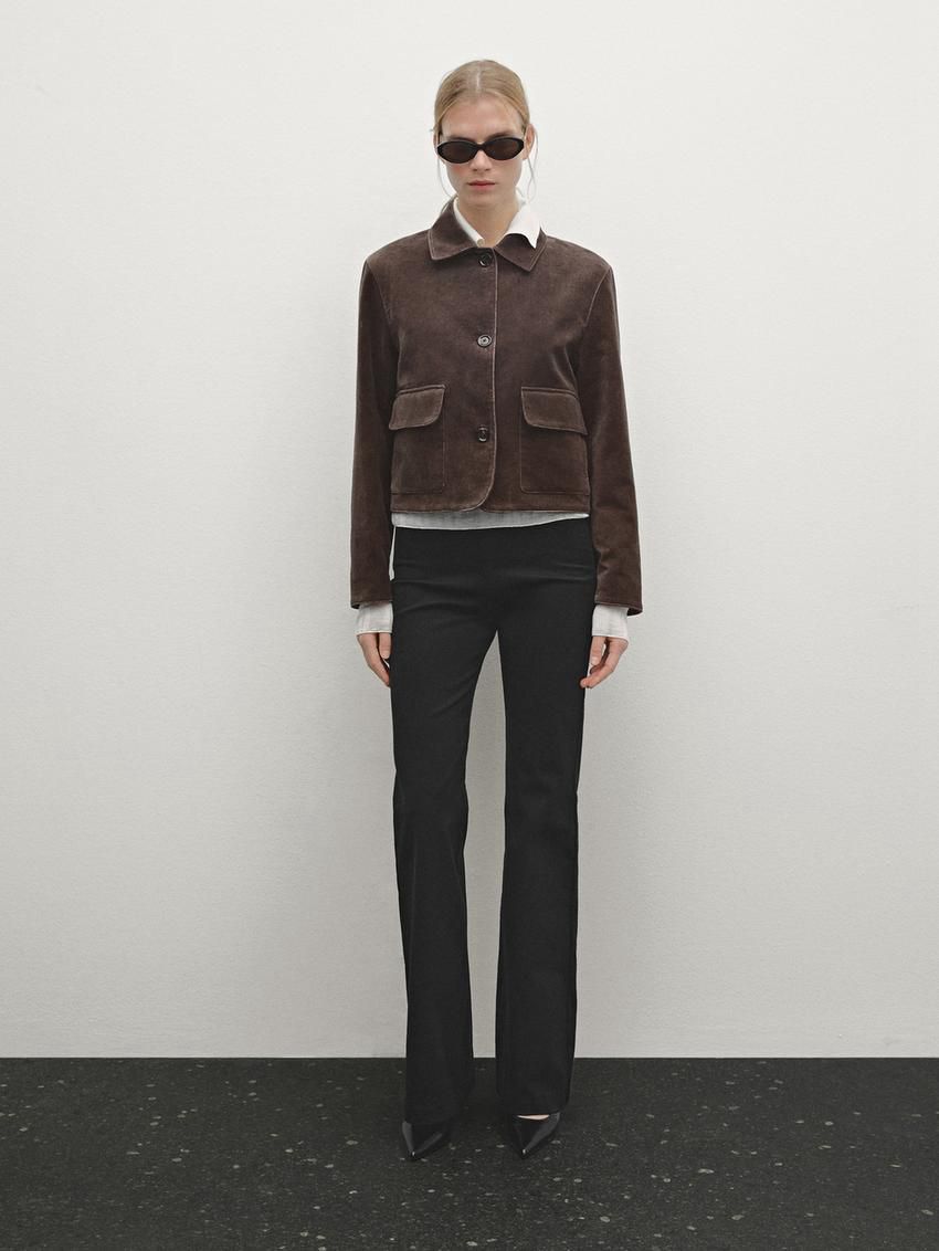 Massimo Dutti Cotton Velvet Women Jacket Dark Brown | US-HQ0436128