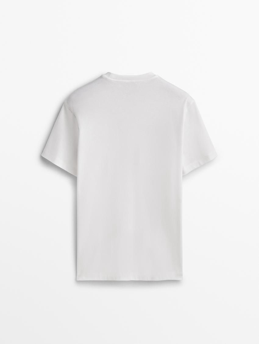 Massimo Dutti Cotton Wide Fit Men T-Shirt White | US-DV3601584