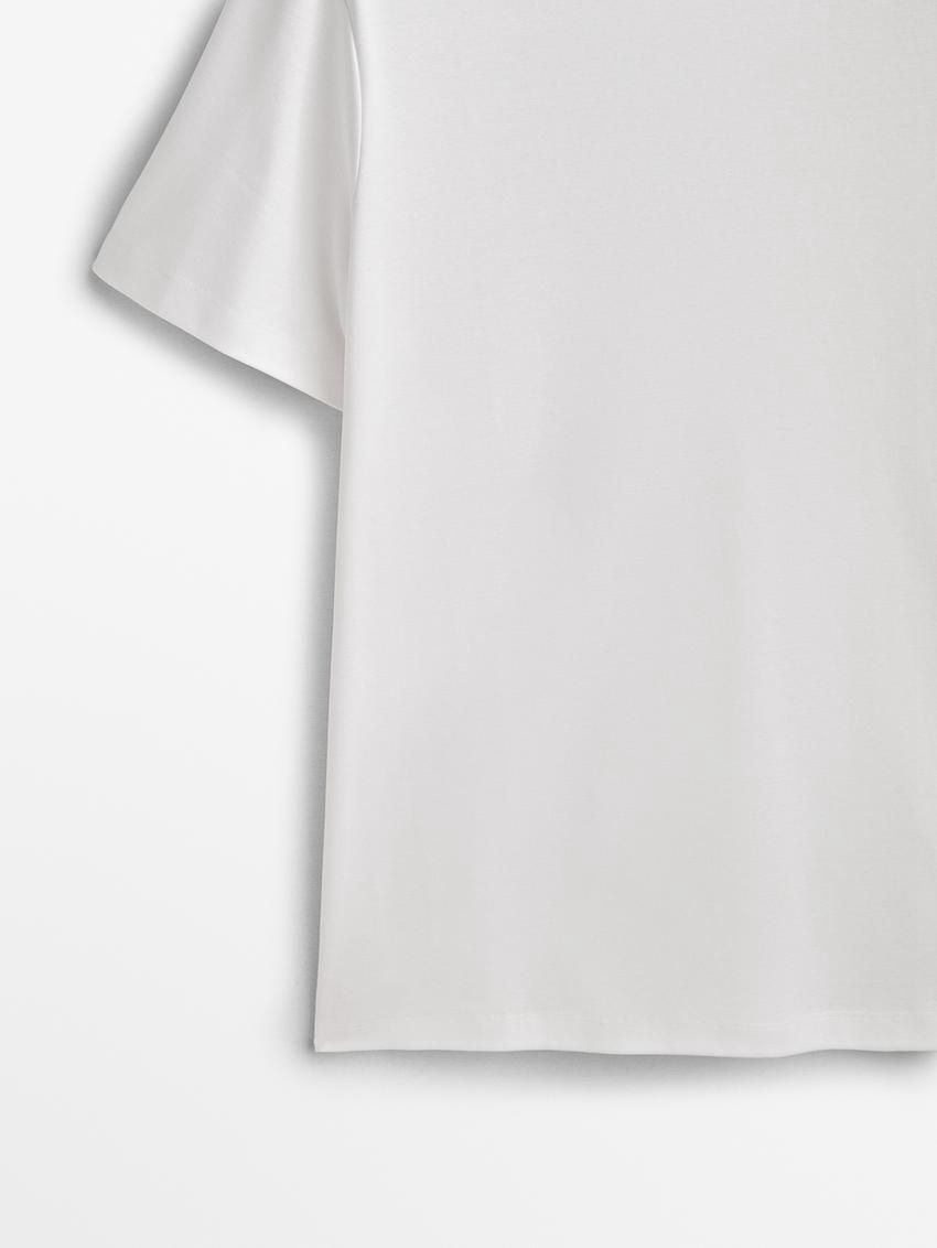 Massimo Dutti Cotton Wide Fit Men T-Shirt White | US-DV3601584