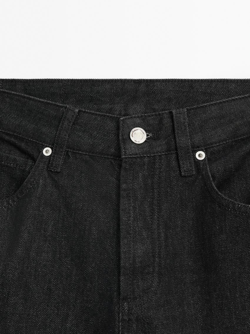 Massimo Dutti Cotton Wide-leg Full Length Women Jeans Black | US-VZ5019832