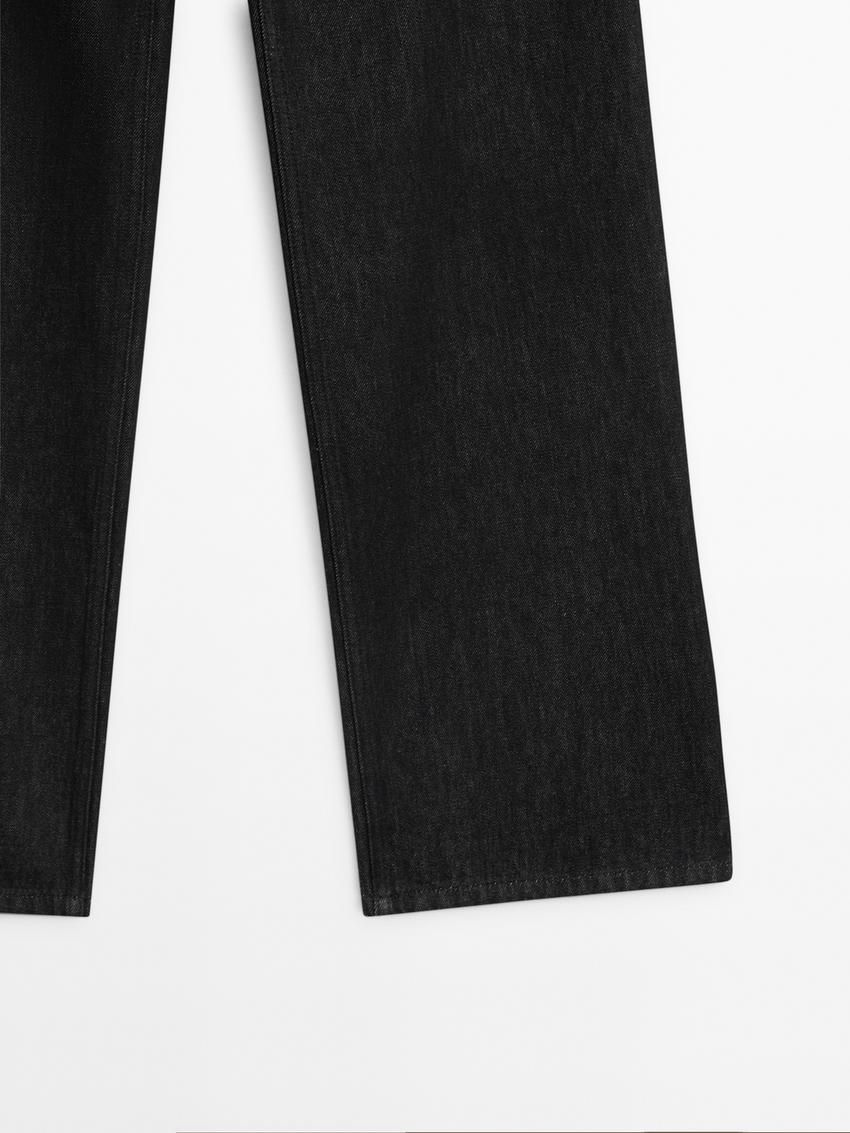 Massimo Dutti Cotton Wide-leg Full Length Women Jeans Black | US-VZ5019832
