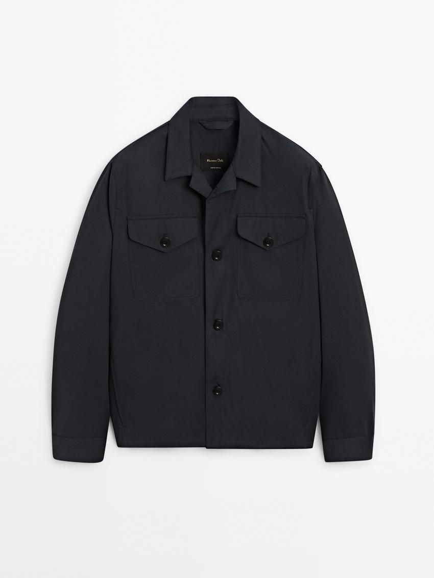 Massimo Dutti Cotton With Pocket Details Men Jacket Navy | US-ZT2786413