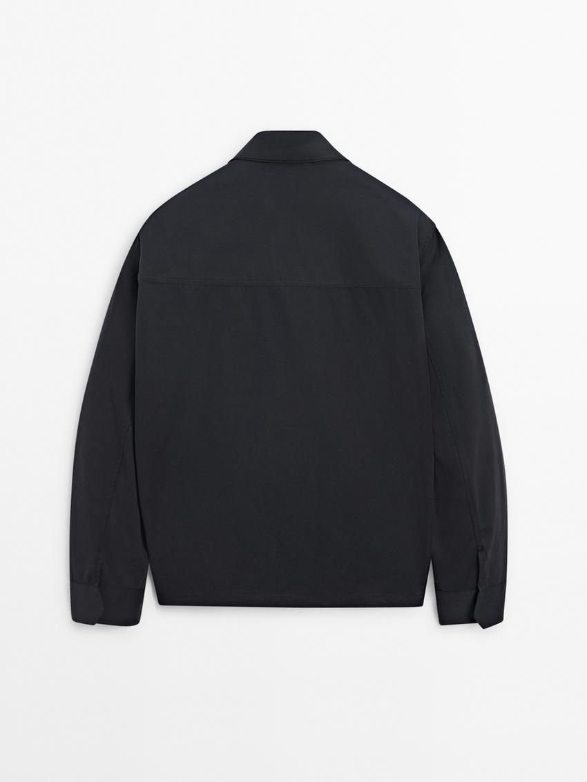 Massimo Dutti Cotton With Pocket Details Men Jacket Navy | US-ZT2786413