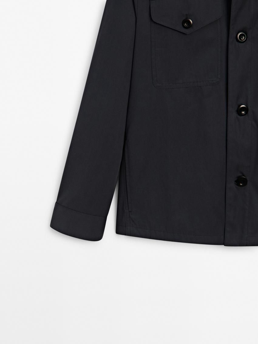 Massimo Dutti Cotton With Pocket Details Men Jacket Navy | US-ZT2786413