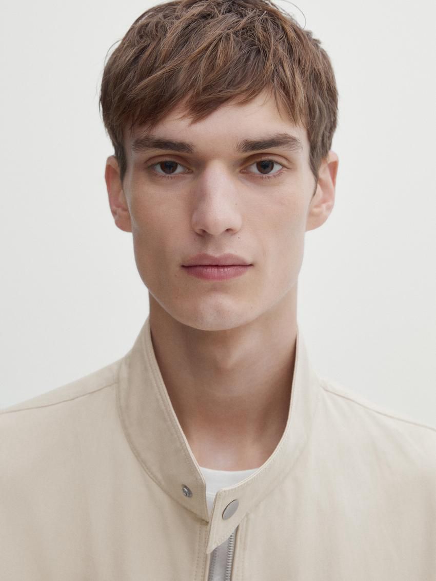 Massimo Dutti Cotton With Pockets Men Jacket Cream | US-SX5293746