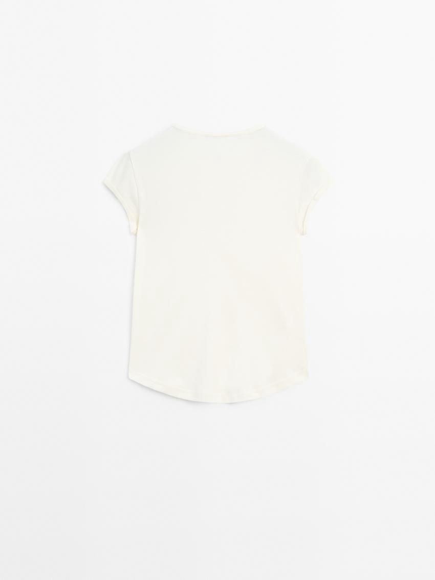 Massimo Dutti Cotton With Rounded Hem Women T-Shirt Cream | US-QW7803641