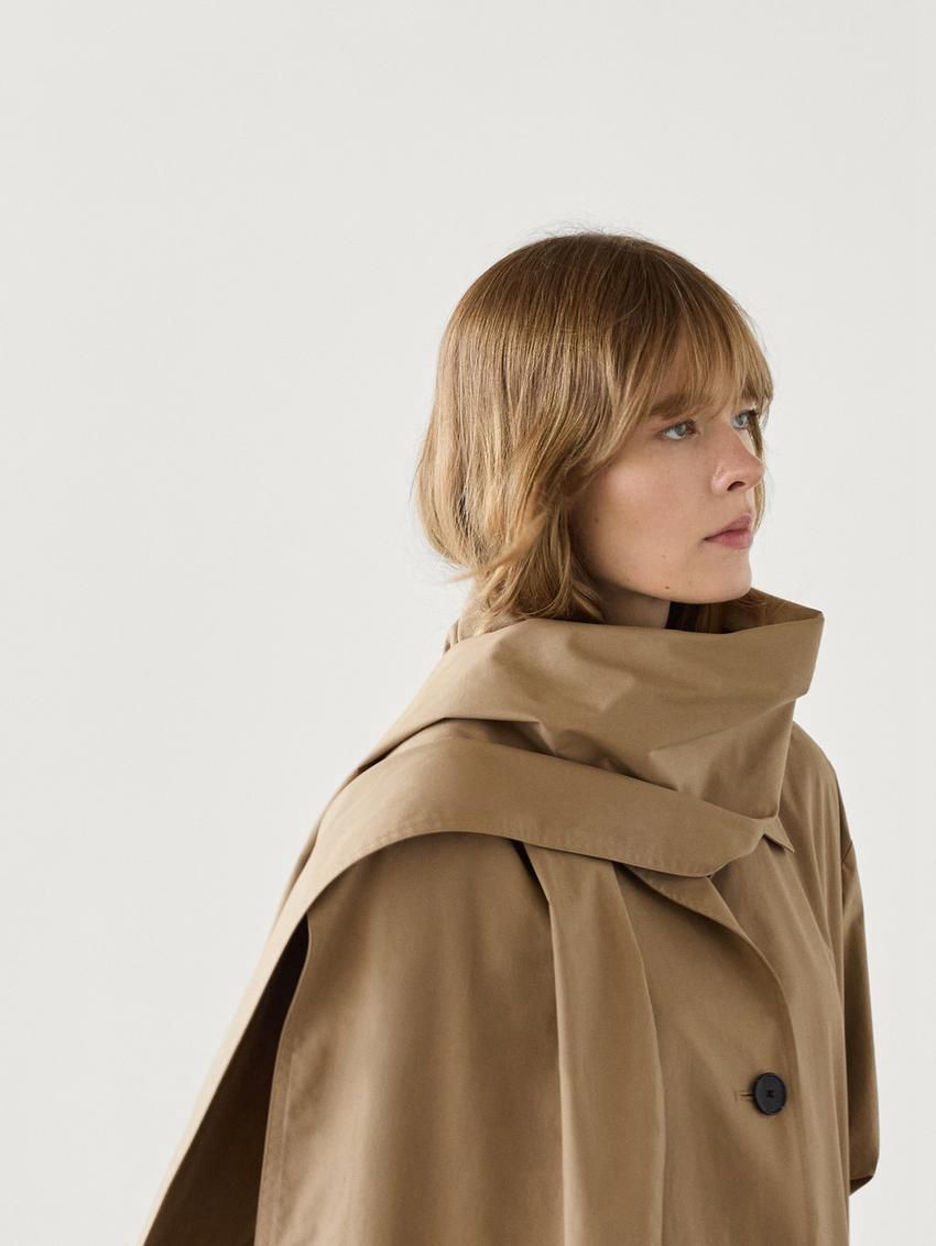 Massimo Dutti Cotton With Scarf Women Trench Coat Brown | US-ZE9532871