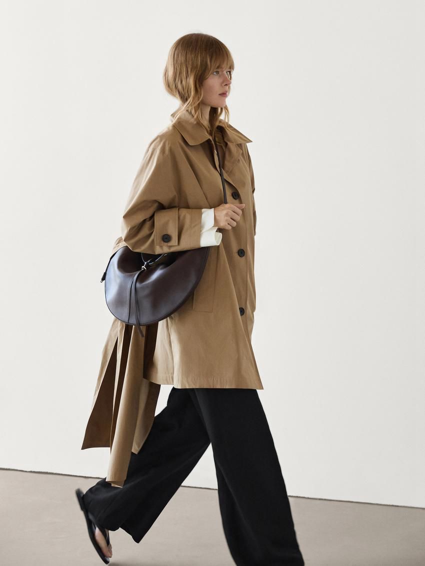 Massimo Dutti Cotton With Scarf Women Trench Coat Brown | US-ZE9532871