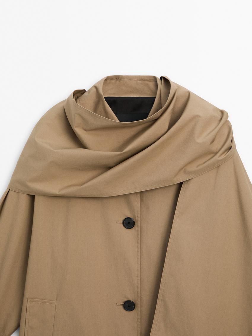 Massimo Dutti Cotton With Scarf Women Trench Coat Brown | US-ZE9532871