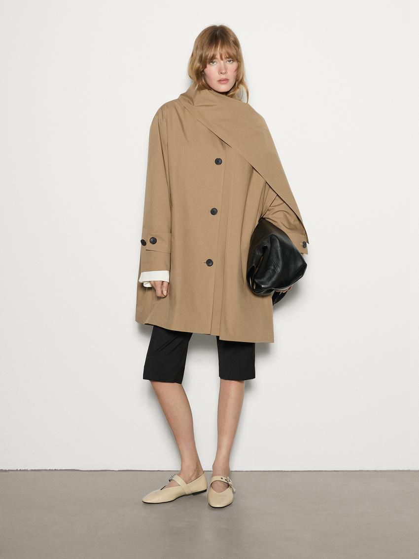 Massimo Dutti Cotton With Scarf Women Trench Coat Brown | US-ZE9532871