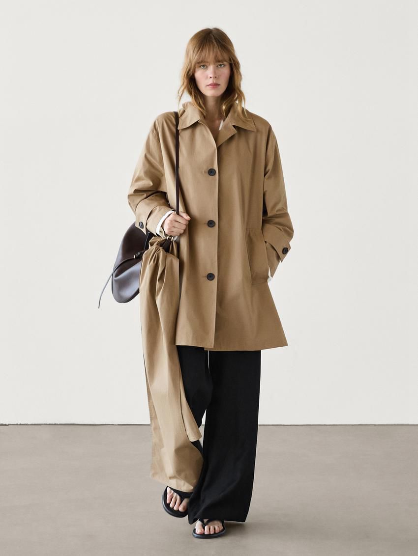 Massimo Dutti Cotton With Scarf Women Trench Coat Brown | US-ZE9532871