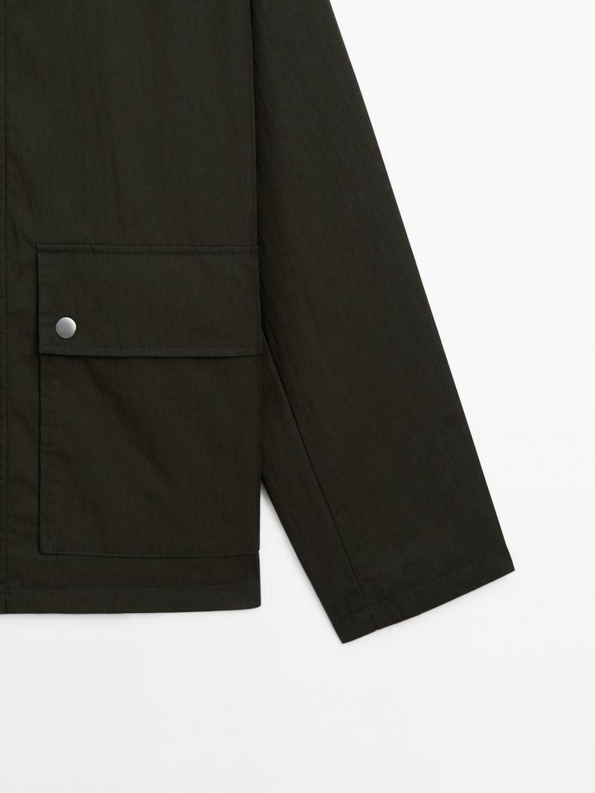 Massimo Dutti Cotton With Snap Buttons Men Jacket Dark Green | US-ZP5968274